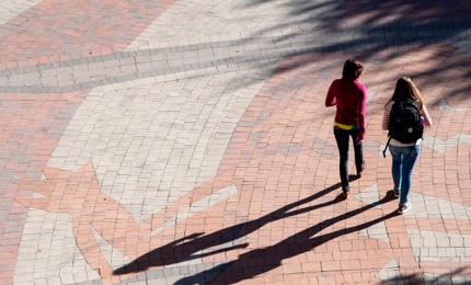 students walking on campus