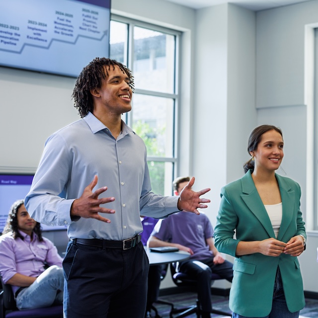 Two students present in class