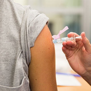 Student receiving an injection